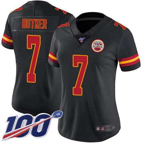 Women Kansas City Chiefs #7 Butker Harrison Limited Black Rush Vapor Untouchable 100th Season Football Nike NFL Jersey->nfl t-shirts->Sports Accessory